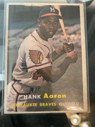1957 Topps 20 Hank Aaron Milwaukee Braves Baseball Card