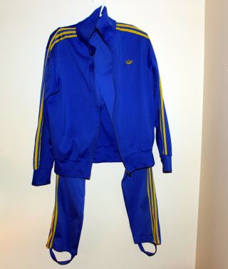 Vintage 1970s.  Adidas Tracksuit Trefoil Patch - Tags,  Leg Zips,