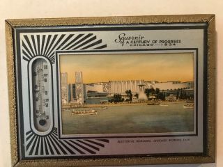 Vintage Antique Advertising Thermometer Century Of Progress Chicago 1934