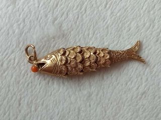 Vintage Gold Articulated Fish 9ct