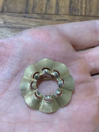 Antique 14k Gold Pin Brooch 4.  6g Round Flower Petal Skirt Vintage