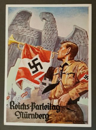 German Empire Third Reich Postcard Nuremberg Rally 1935 Very Rare
