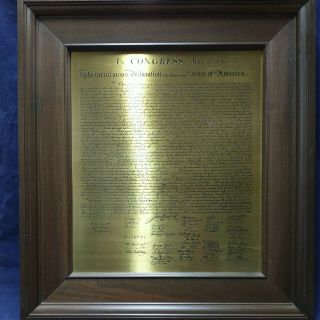 Vintage Declaration Of Independence Etched Brass