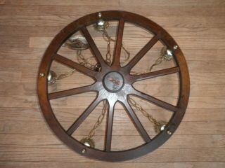 Vintage Wagon Wheel 5 Light Fixture Chandelier Large 24 