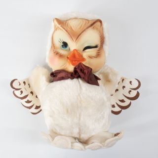 Vintage Rushton Rubber Face Plush Owl Hooty Stuffed Animal Toy 1950s 2