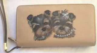 Yorkie Hand Painted Yorkshire Terrier Leather Wristlet/wallet