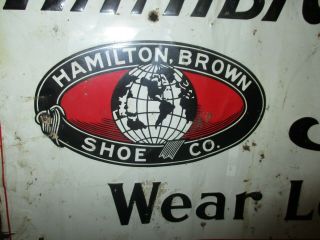 Vintage Hamilton Brown Shoes tin embossed advertising sign SSTE 19.  5X13.  5 2