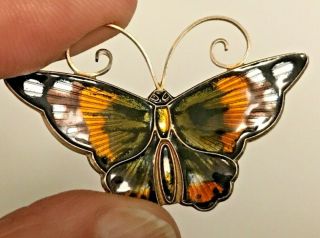 Vintage David Anderson Norway Enamel Butterfly Pin Brooch Sterling Silver 925