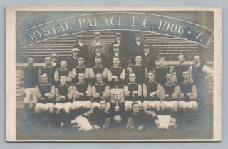 Champion Crystal Palace Football Club Team Rppc Antique London Soccer Photo 1907