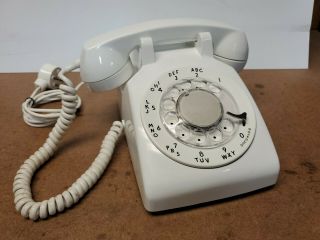 White Rotary Desk Phone Vintage Western Electric 500 Bell System Telephone 08 - 68