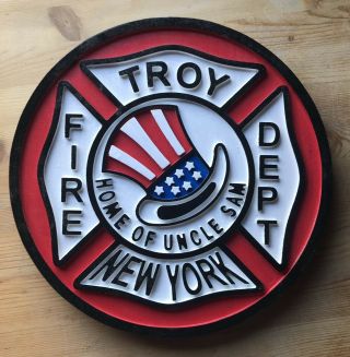 Fire Department Troy 3d Routed Wood Patch Plaque Sign Custom