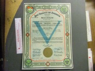 Boy Scout Sea Scout Ship Charter 1940 Five Year Veteran 3510ee