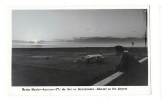 Azores Santa Maria Airport Rp Postcard Twa Dc - 4 - 1