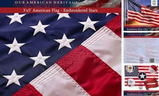 American Flag 3x5 - Made In Usa.  Premium Us Flag.  Embroidered Stars 3 By 5 Foot