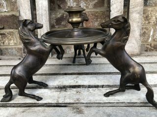, Rare Sf Bay Trading Company Bronze Three Horses Candle Holder