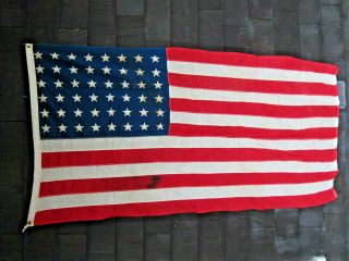 Vintage Ww1 Ww2 Era United States 48 Star American Flag Linen Gauze Cotton 3 X 5