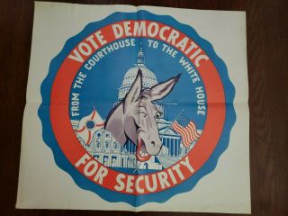 Vintage Democratic Campaign Poster,  Vote Democratic for Security,  Florida Flag 2