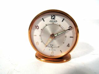 Vintage Jaeger Swiss 8 Day Travel Alarm Clock In Case