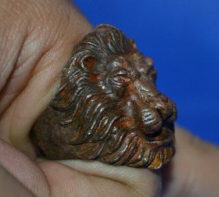 Extremely Ancient Bronze Ring Lion Roman Rare Legionary Artifac Authentic