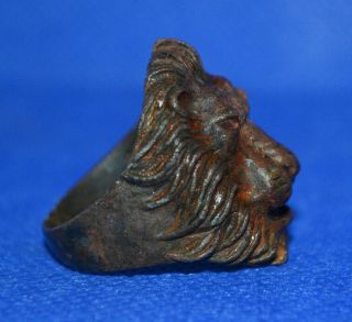 EXTREMELY ANCIENT BRONZE RING LION ROMAN RARE LEGIONARY ARTIFAC AUTHENTIC 3