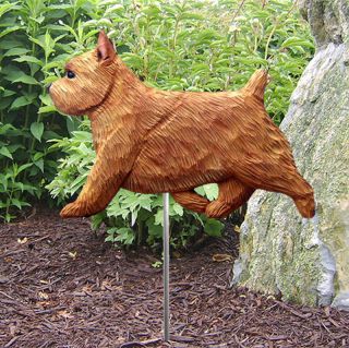 Norwich Terrier Outdoor Garden Dog Sign Hand Painted Figure Red