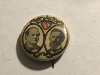 1908 William Jennings Bryan John Kern Shield Campaign Pin Button Political