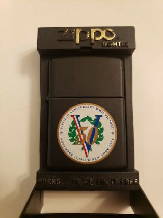 Zippo Cigarette Lighter 50th Anniversary Wwii Victory Black