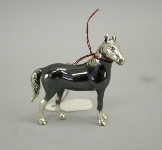 Vintage Saturno Italy Solid.  925 Sterling Silver Enamel Horse Miniature Figurine