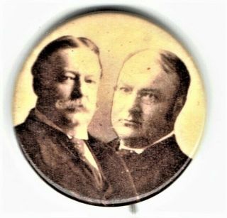 1904 Presidential Campaign Button Pictured William H.  Taft And Vp James Sherman