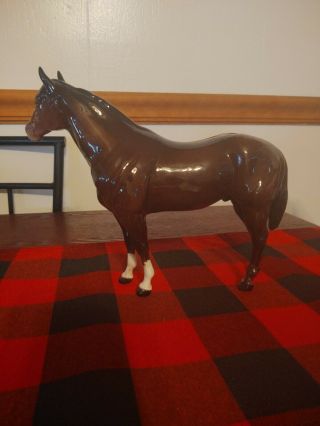 Vintage Brown Beswick Quarter Horse Figurine Statue 2186 Porcelain England