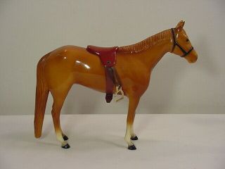 Vintage Breyer Chestnut Race Horse With Snap Saddle - Glossy