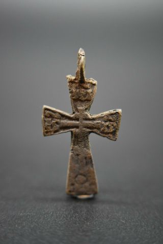 Post Medieval Copper Alloy Crucifix Pendant C.  17th Century Ad.