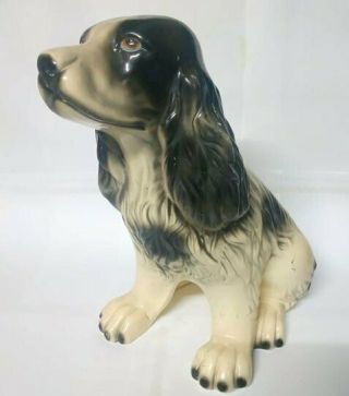 Large Life Size Vintage Italian Ceramic Dog Sculpture Statue Springer Spaniel