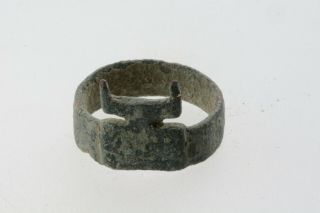 Greek Roman Byzantine Medieval Bronze Key Ring 100 - 1200 Ad Sz 4 1/2