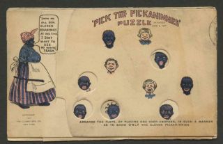 1907 Black Americana Mechanical Puzzle Postcard - Nanny W/ Children