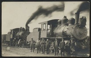 Oregon Il Illinois C1910 Rp Dual Steam Locomotives & Crew - Railroad