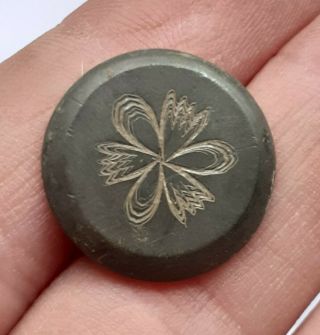 18th Century Pewter Button With Engraved Decoration Metal Detecting Find