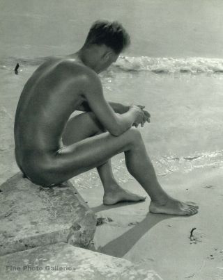 1960s Vintage Male Nude Man Beach Suntan Seashore Gerhard Vetter Photo Art 11x14