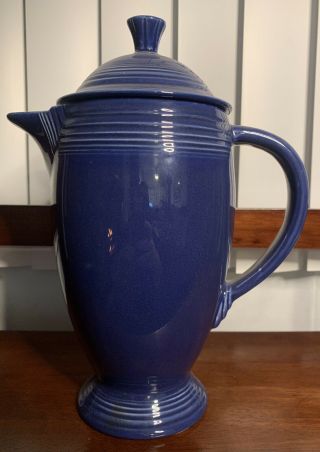 Vintage Fiesta Fiestaware Coffee Pot With Lid Cobalt Blue Glaze Euc