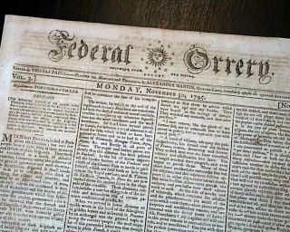Rare 18th Century American 1795 Boston Massachusetts W/ Creek Indians Newspaper