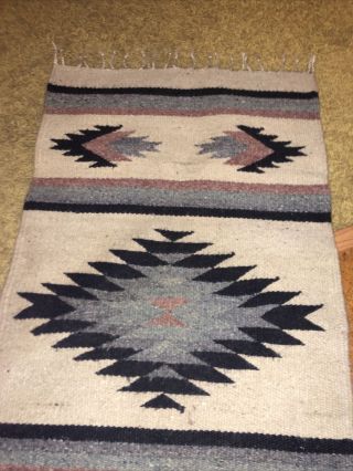 Antique Vtg Navajo Native American Indian Wool Rug Saddle Blanket 45”by 22”