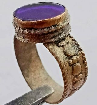 Extremely Ancient Medieval Lovely Small Ring Decorated With Stone