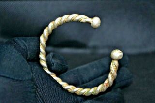 Rare Ancient Viking Twisted Bracelet Silvered Bronze Artifact Very Stunning