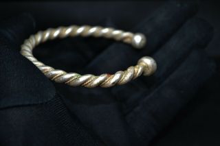 Rare ancient Viking twisted bracelet silvered bronze artifact very stunning 2