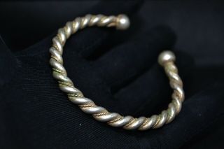 Rare ancient Viking twisted bracelet silvered bronze artifact very stunning 3