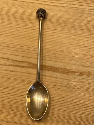 Rare Antique Large Solid Silver Dandie Dinmont Terrier Dog Spoon 1934