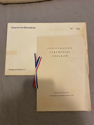 1949 Harry Truman Inauguration Ceremonies Program And Envelope