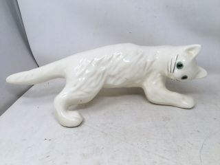 Vtg Camark Ceramic Glazed White Wall Climbing Crouching Cat Figure 1950s