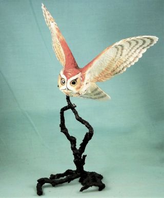 Royal Worcester Birds Of Prey Screech Owl Porcelain And Bronze
