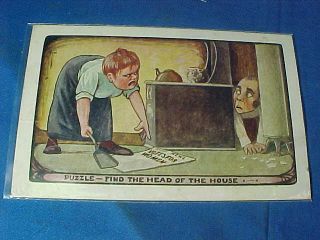Early 20thc Suffragette Illustrated Postcard - Puzzle Find The Head Of Household